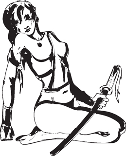 Sexy warrior girl decal 40